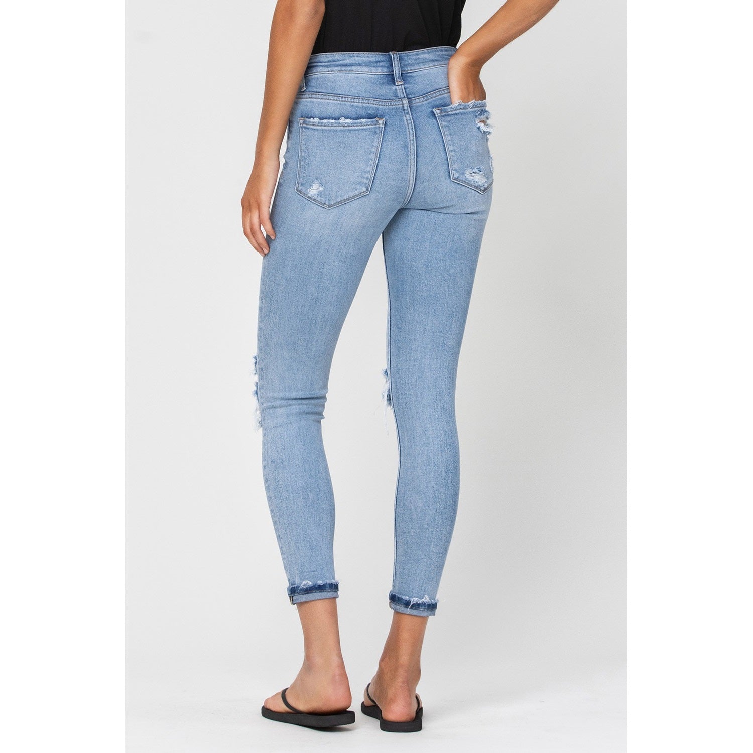 Vervet High Rise Button Up Ankle Skinny w/ Cuff.