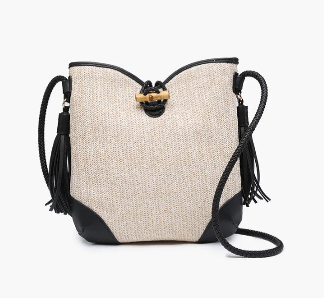 Vonnie Straw Crossbody w/Tassel.