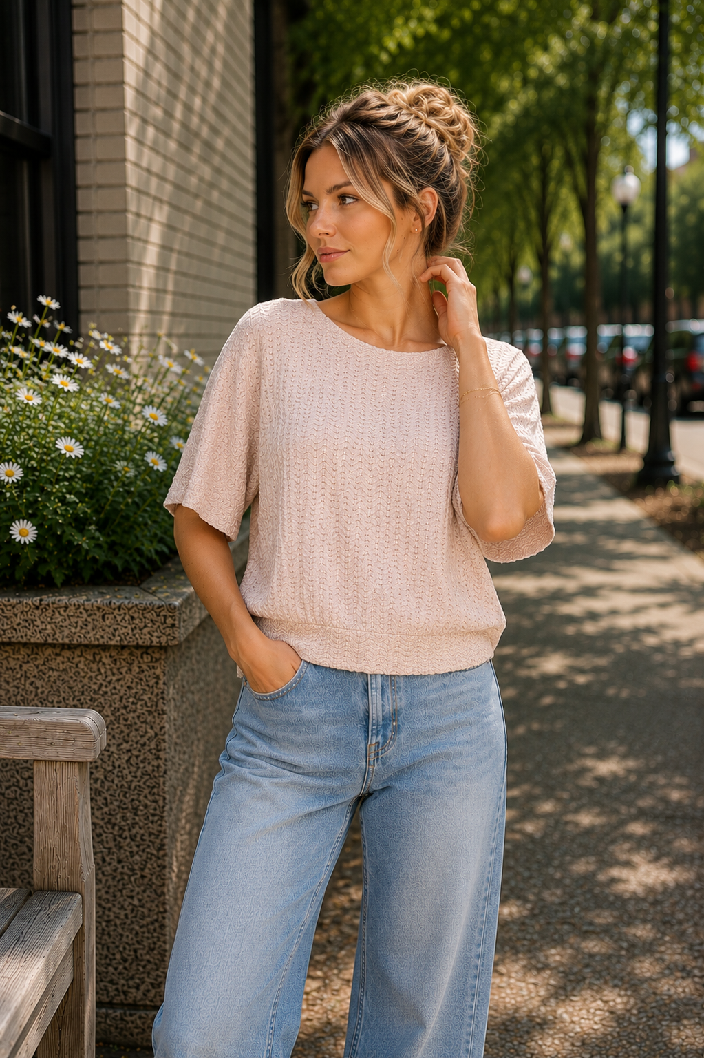 Wavy Dolman Knit Top