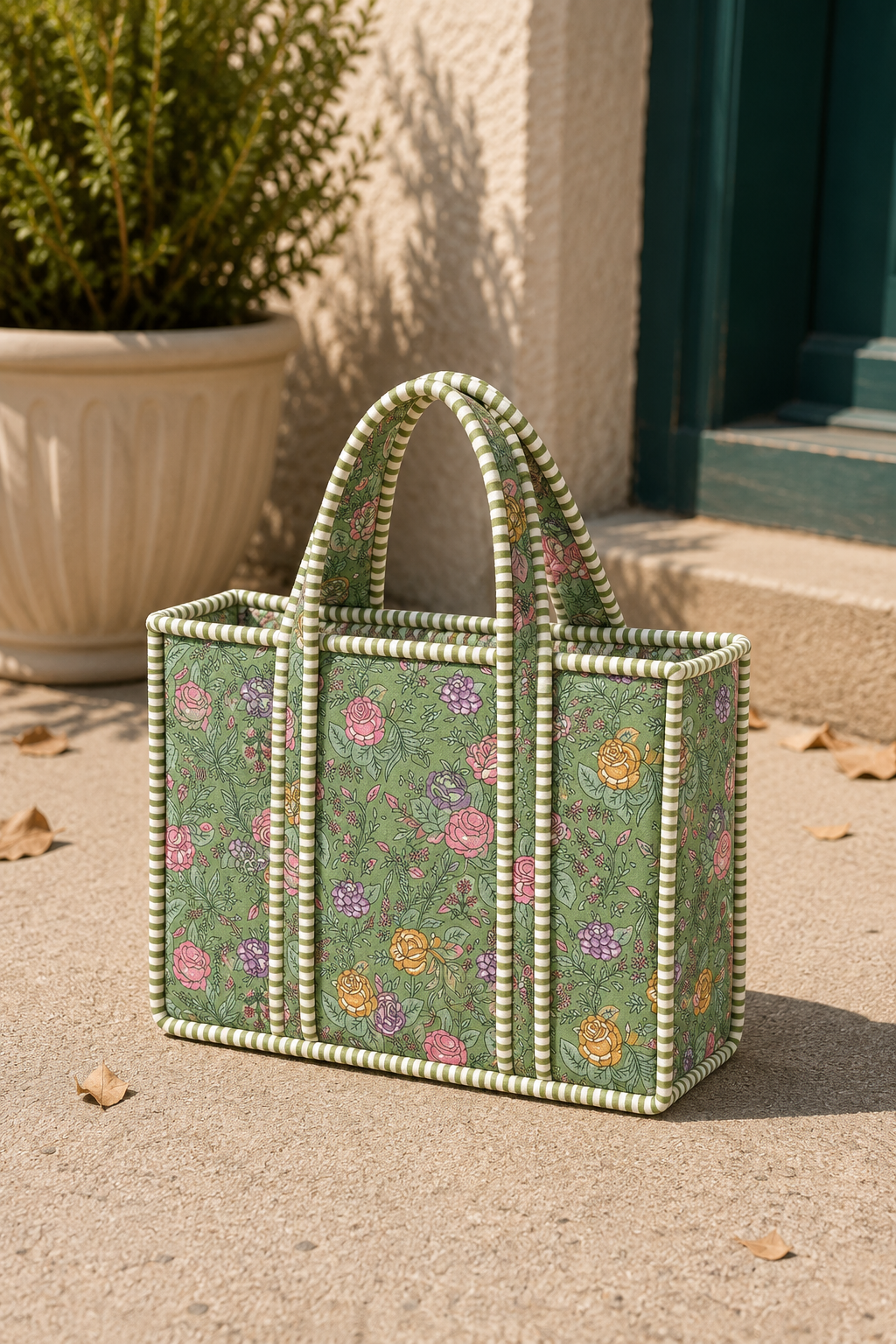 Quilted Cotton Mini Tote Bag