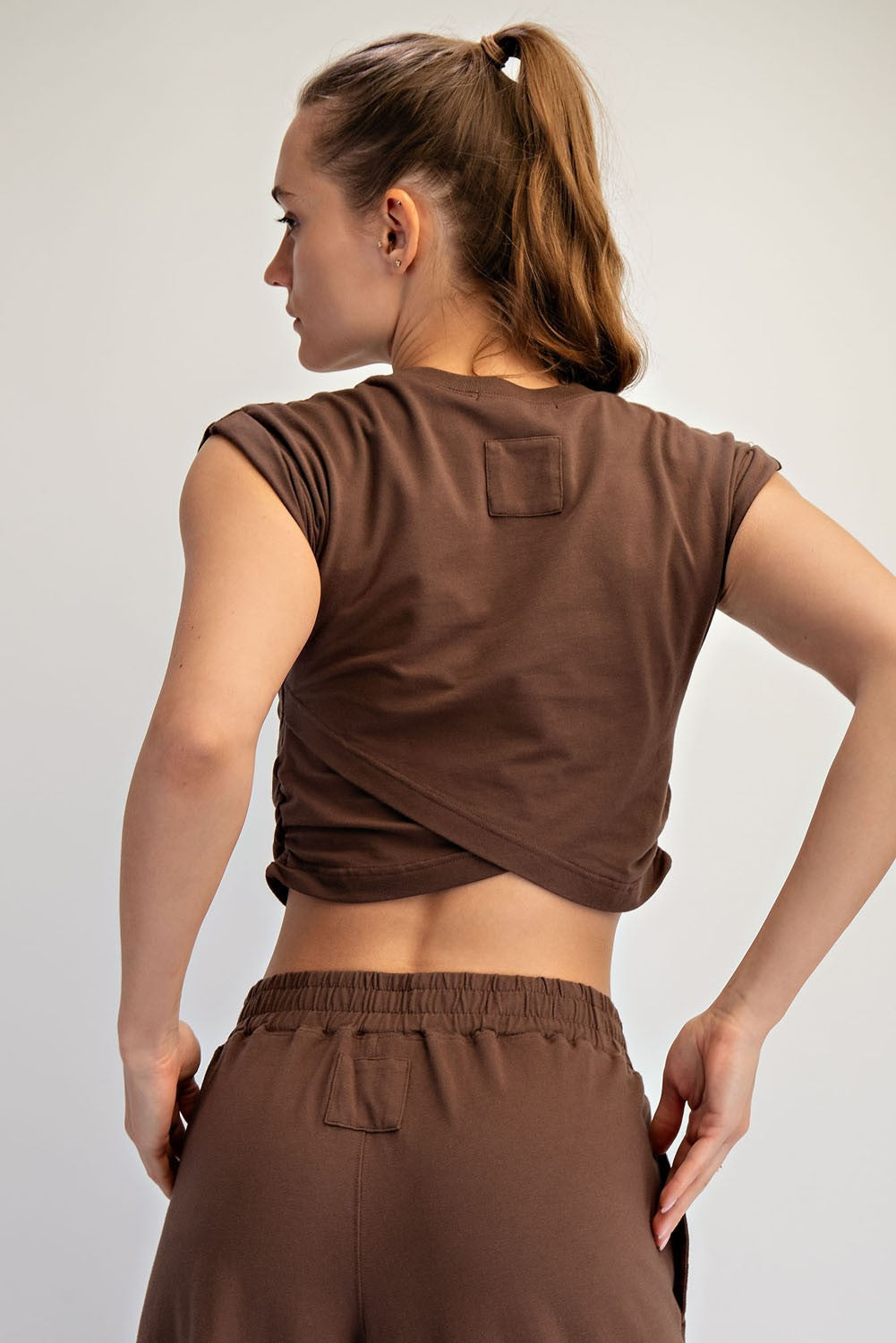 Crossover Cropped Tee Jogger Set (FP Dupe)