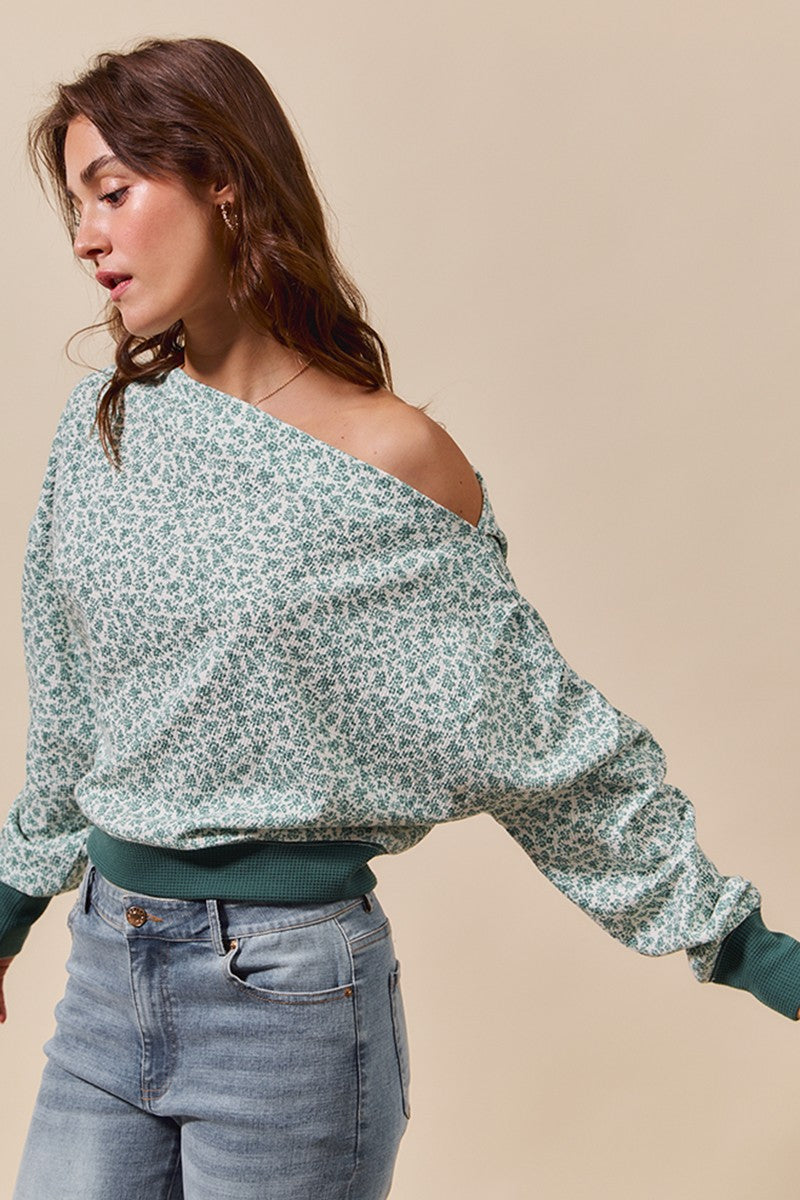 Ditsy Floral One Shoulder Thermal Top