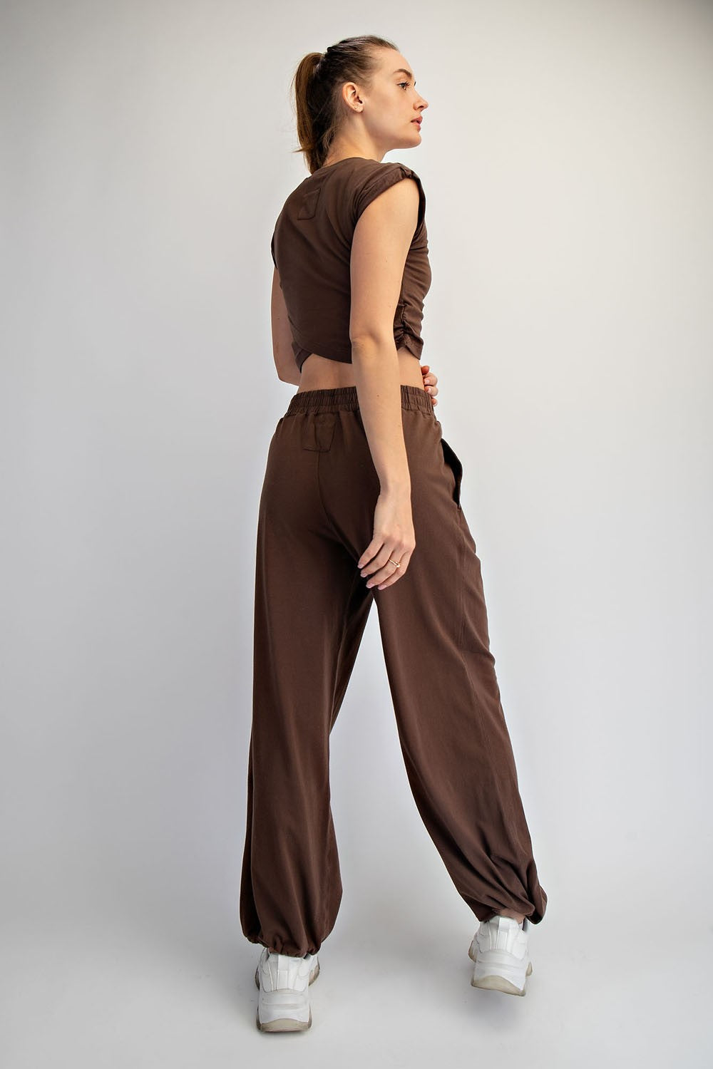 Crossover Cropped Tee Jogger Set (FP Dupe)