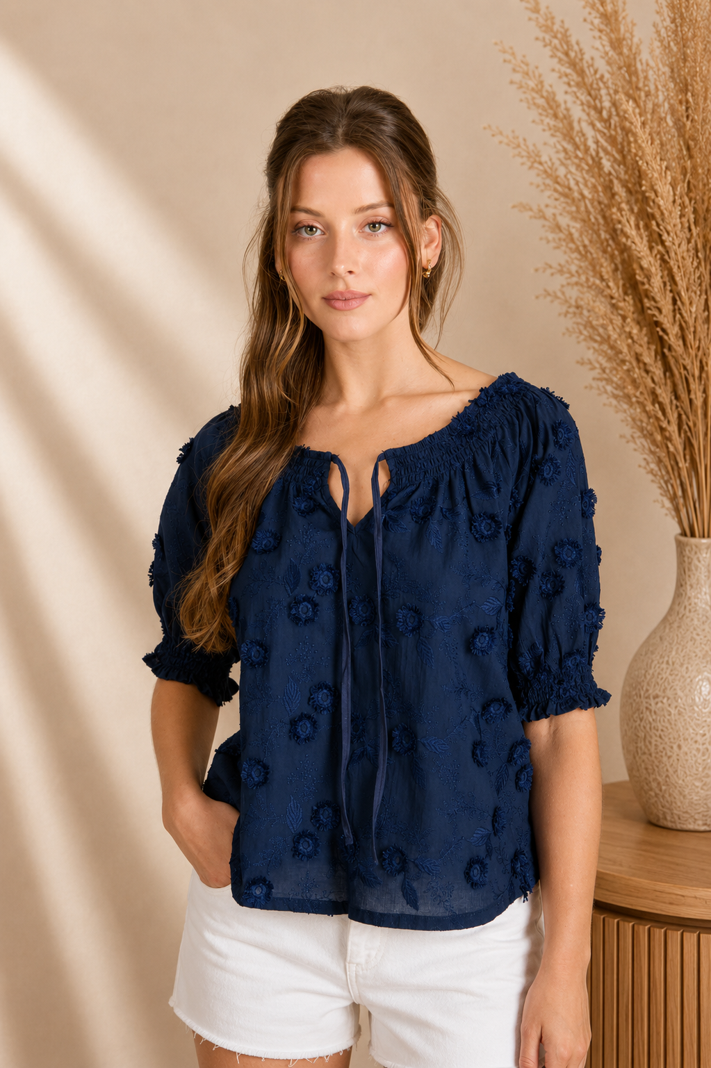 3D Floral Off Shoulder Blouse