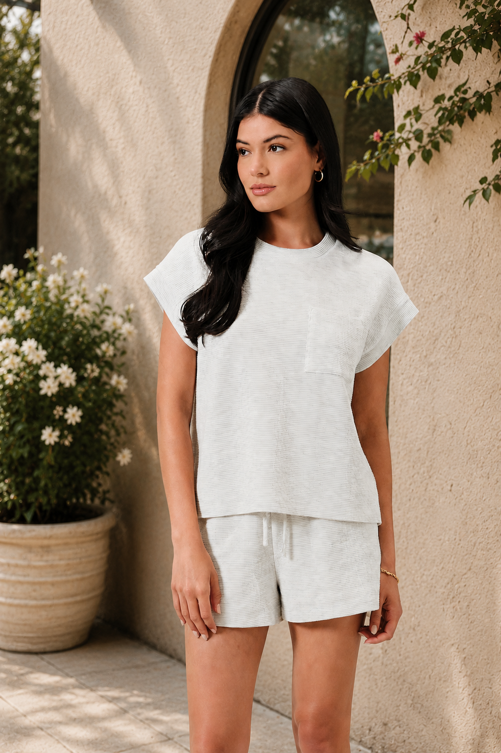 Pocket Cuffed Sleeve Tee