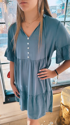 Bestseller! Kalina V-Neck with Ruffle Collar Tunic Dress - North Threads