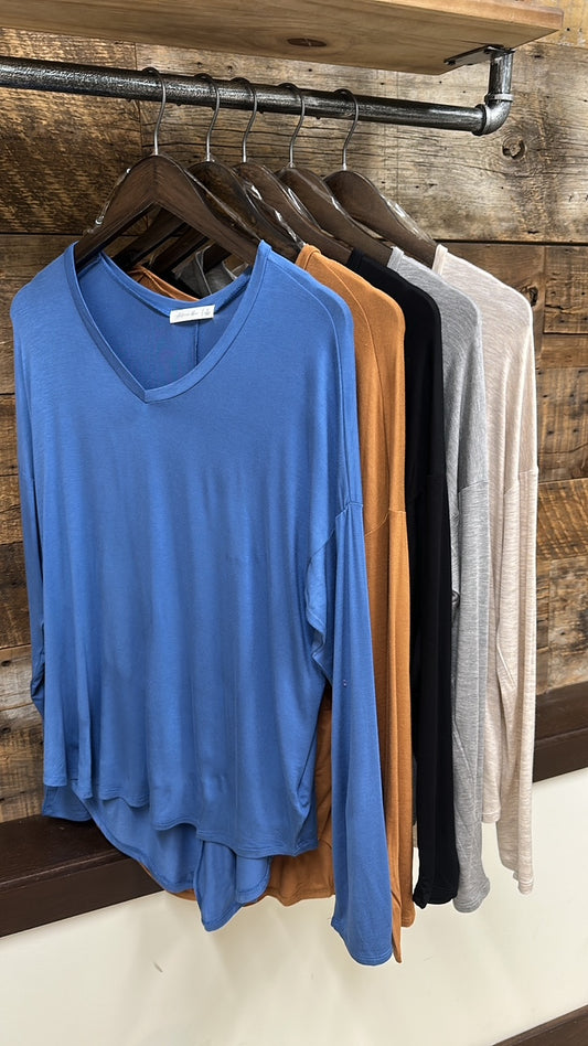 DOORBUSTER: Confident V-Neck Long Sleeve- 5 Colors!