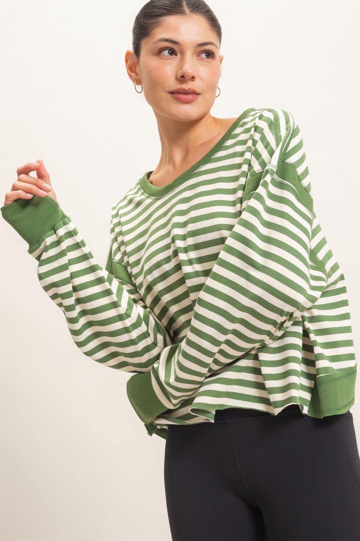 Relaxed Stripe Cropped Knit Top
