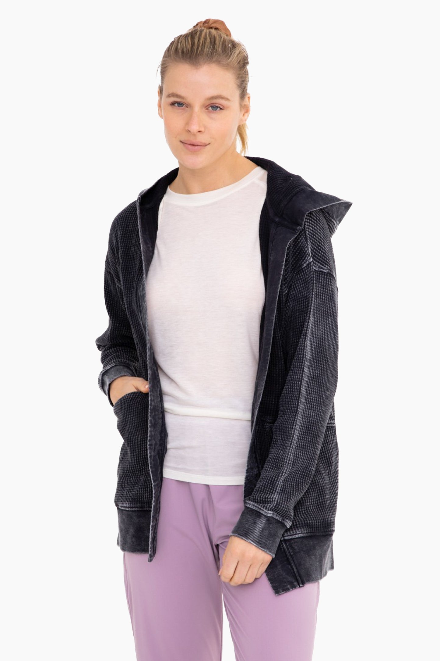 Waffle Knit Mineral Wash Cardigan- 4 Colors!