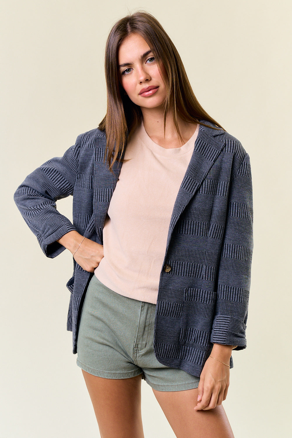 Shirred Workwear Blazer