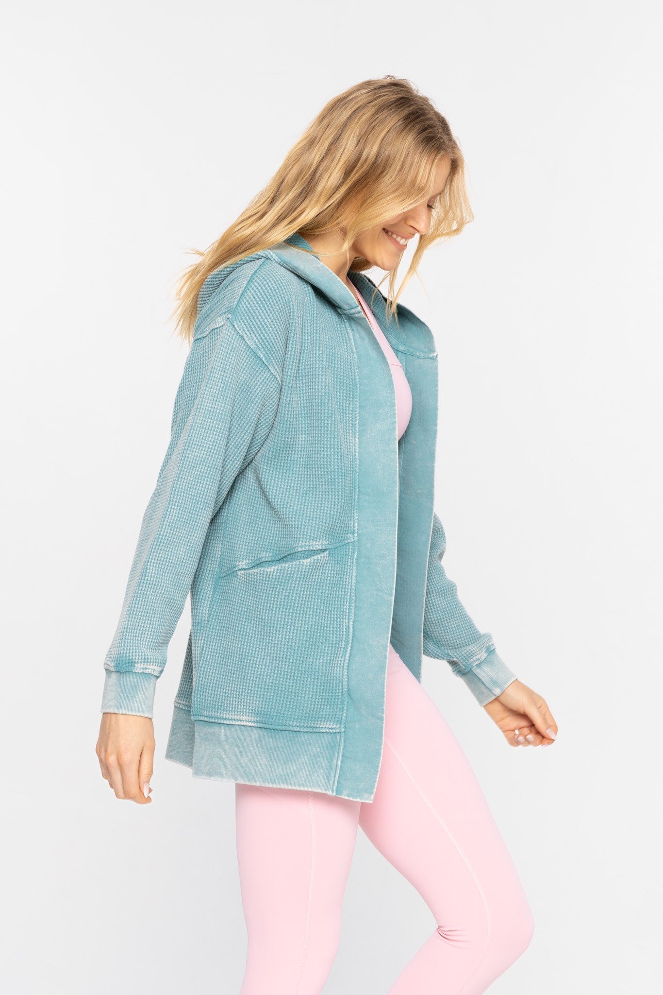 Waffle Knit Mineral Wash Cardigan- 4 Colors!