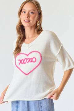 Valentine XOXO Short Sleeve Knit Top.