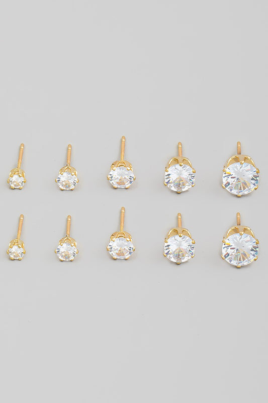 Rhinestone Stud Earrings Set