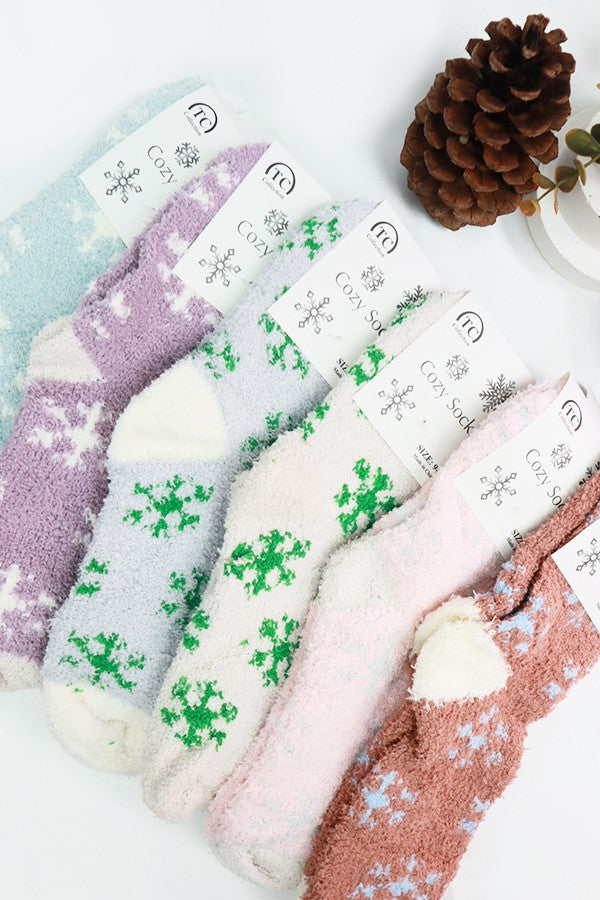 Let It Snowflake Fuzzy Socks- Assorted!.