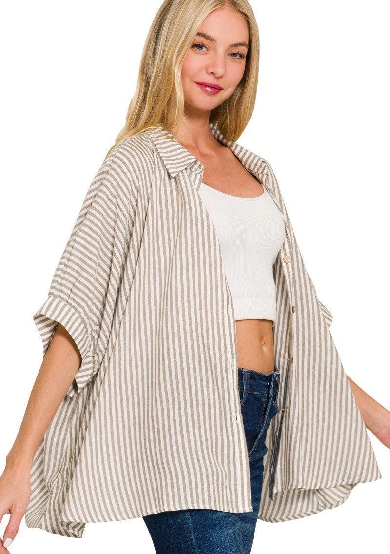 Daybreak Striped Short Sleeve Button Up- 2 Colors!