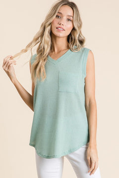 Let's Catch Up Waffle Knit Tank- 2 Colors!.