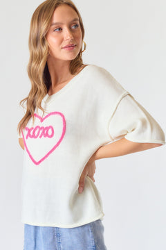 Valentine XOXO Short Sleeve Knit Top.