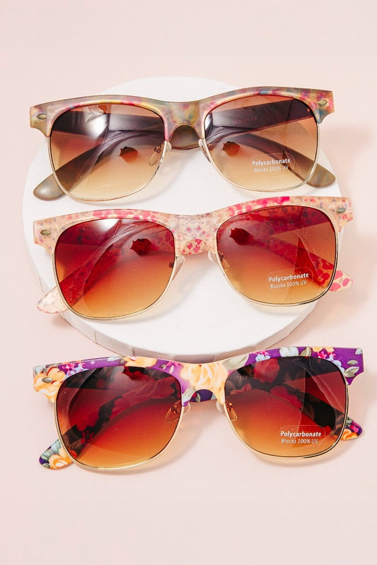 Abstract Floral Frame Sunglasses- ASSORTED!
