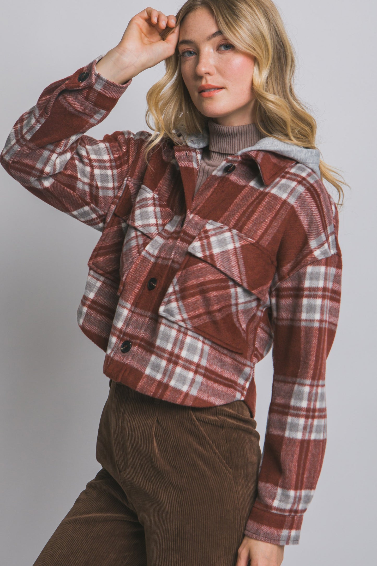 Autumn Detachable Hood Plaid Shacket- 4 Colors!
