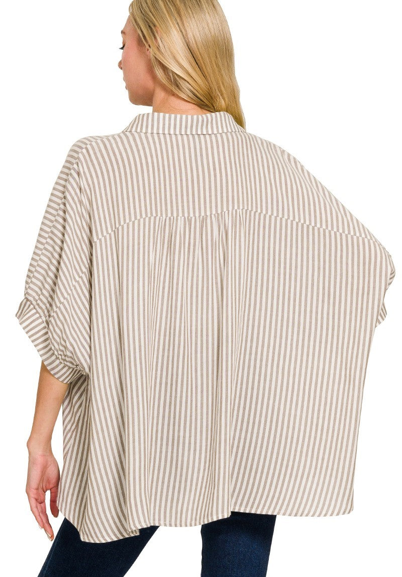 Daybreak Striped Short Sleeve Button Up- 2 Colors!