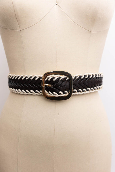 Crochet Trimmed Leather Belt- 2 Colors!