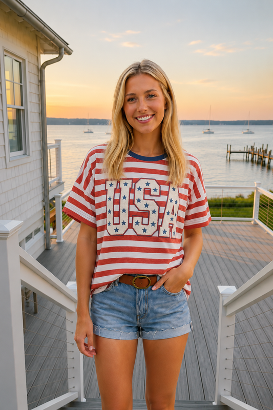 Made in USA Stars & Stripes Oversized Tee