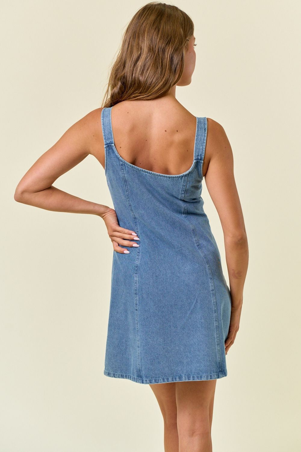 Keep The Tempo Denim Zip Up Dress