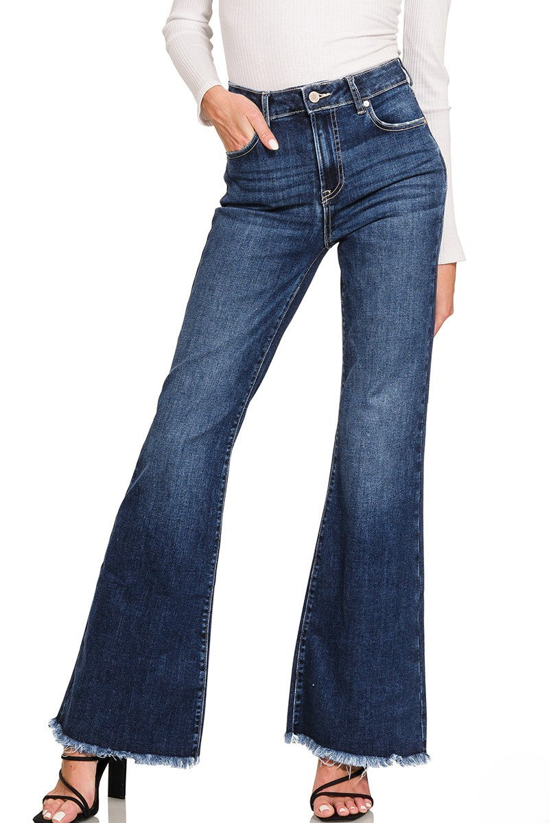 High Rise Fringe Bell Bottom Jeans