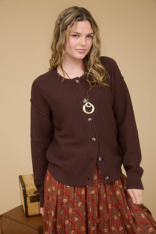 Margie Exposed Hem Button Down Cardigan- 2 COLORS!