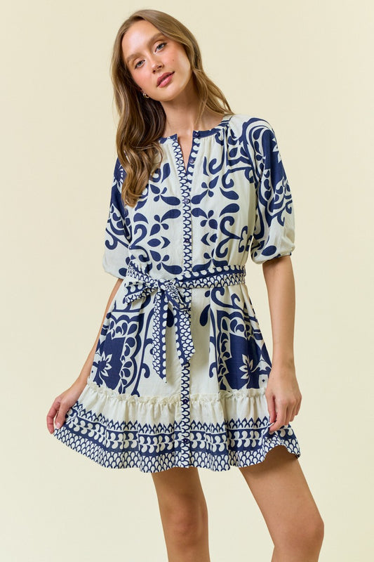 Olga Border Shift Mini Dress