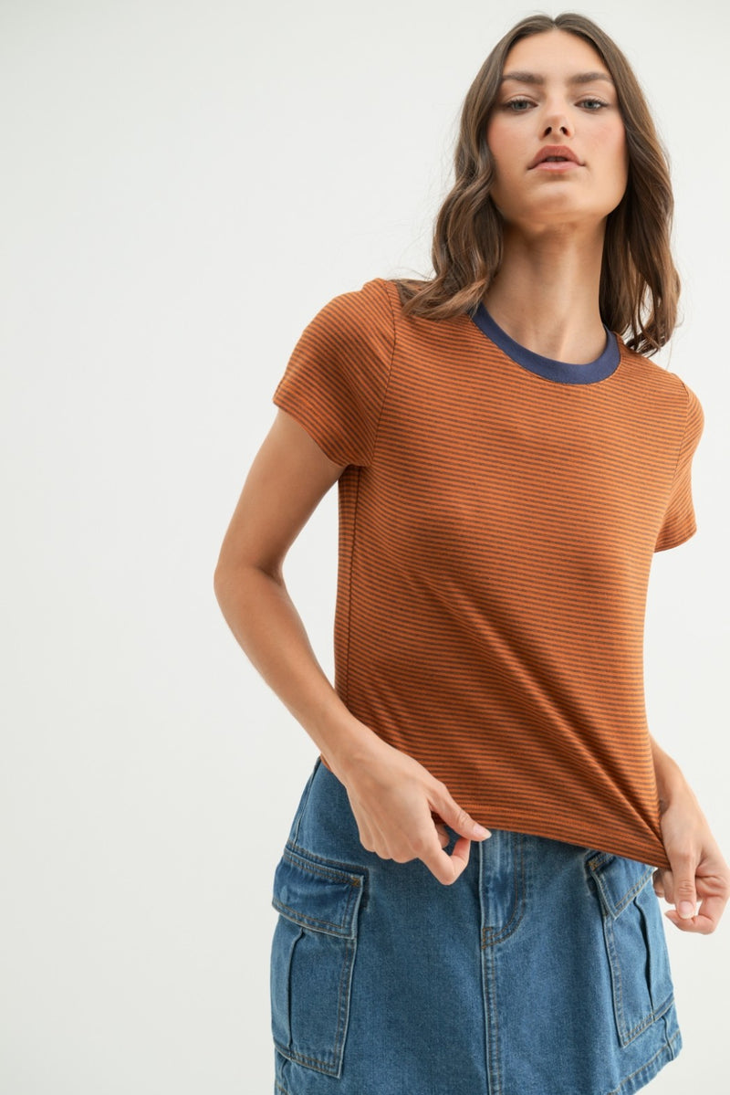 Busy Living Relaxed Crop Contrast Tee