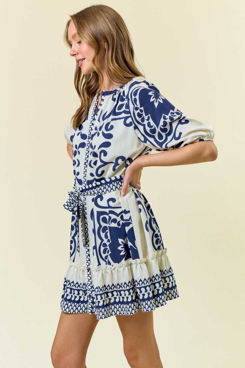 Olga Border Shift Mini Dress