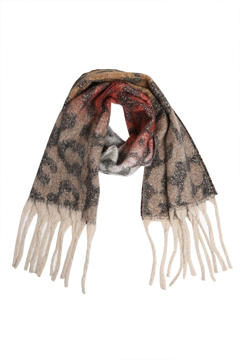 Oblong Leopard Print Fringe Shawl Scarf- 4 Colors!