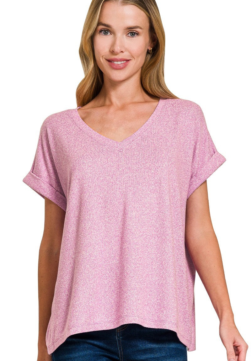 Easy To Style Hacci V-Neck Tee- 3 Colors!
