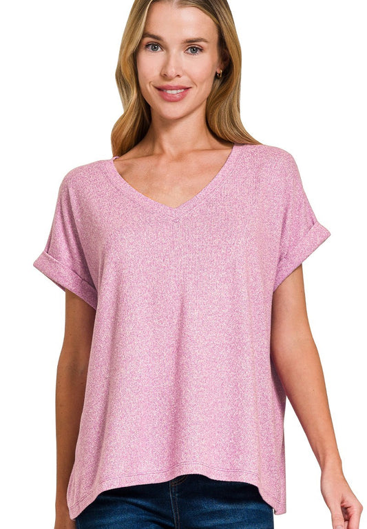 Easy To Style Hacci V-Neck Tee- 3 Colors!