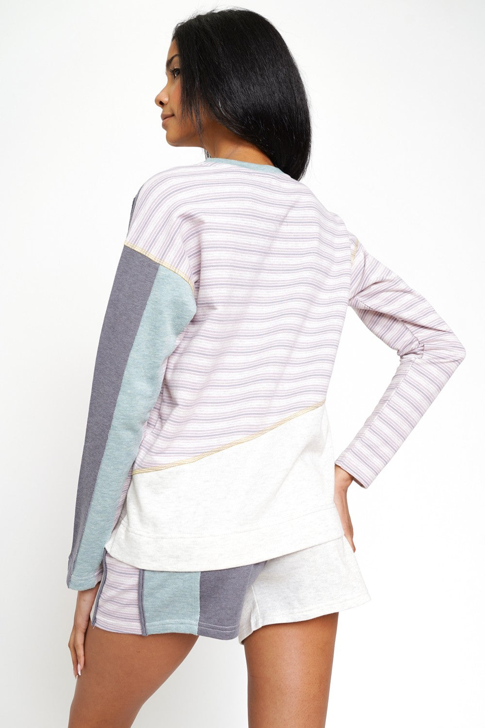 DOORBUSTER: Mixed Media Color Block Terry Top