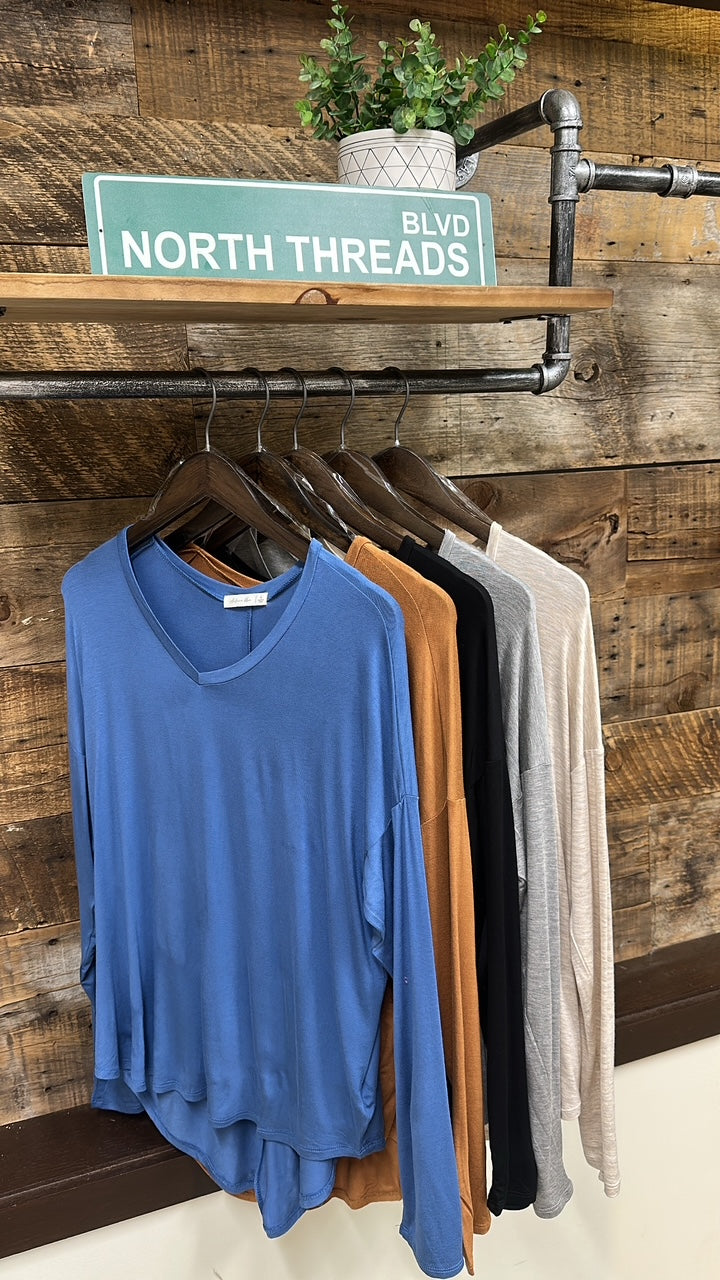 DOORBUSTER: Confident V-Neck Long Sleeve- 5 Colors!