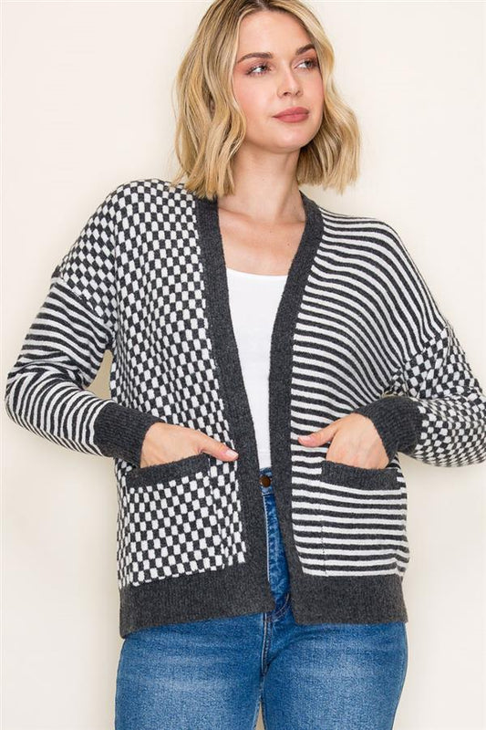 Aleaha Mix Pattern Cardigan