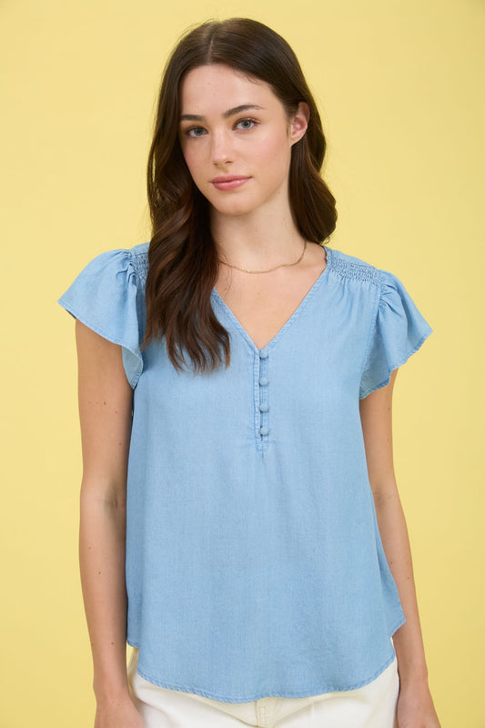 Shanice V-Neck Ruffle Sleeve Top