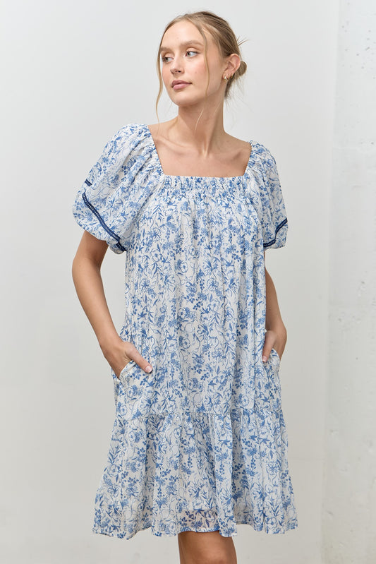 Flora & Flutter Short Sleeve Mini Dress