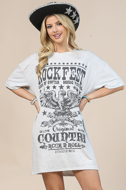 Rock Fest Relaxed Graphic Shirt Dress