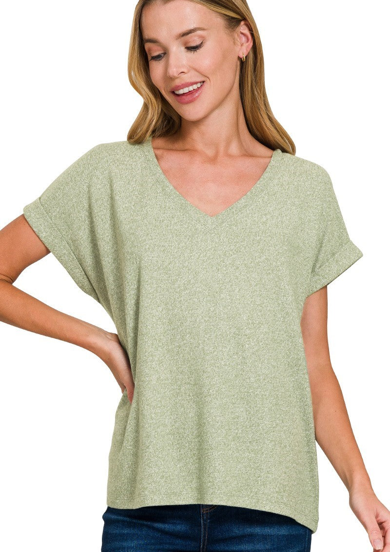Easy To Style Hacci V-Neck Tee- 3 Colors!