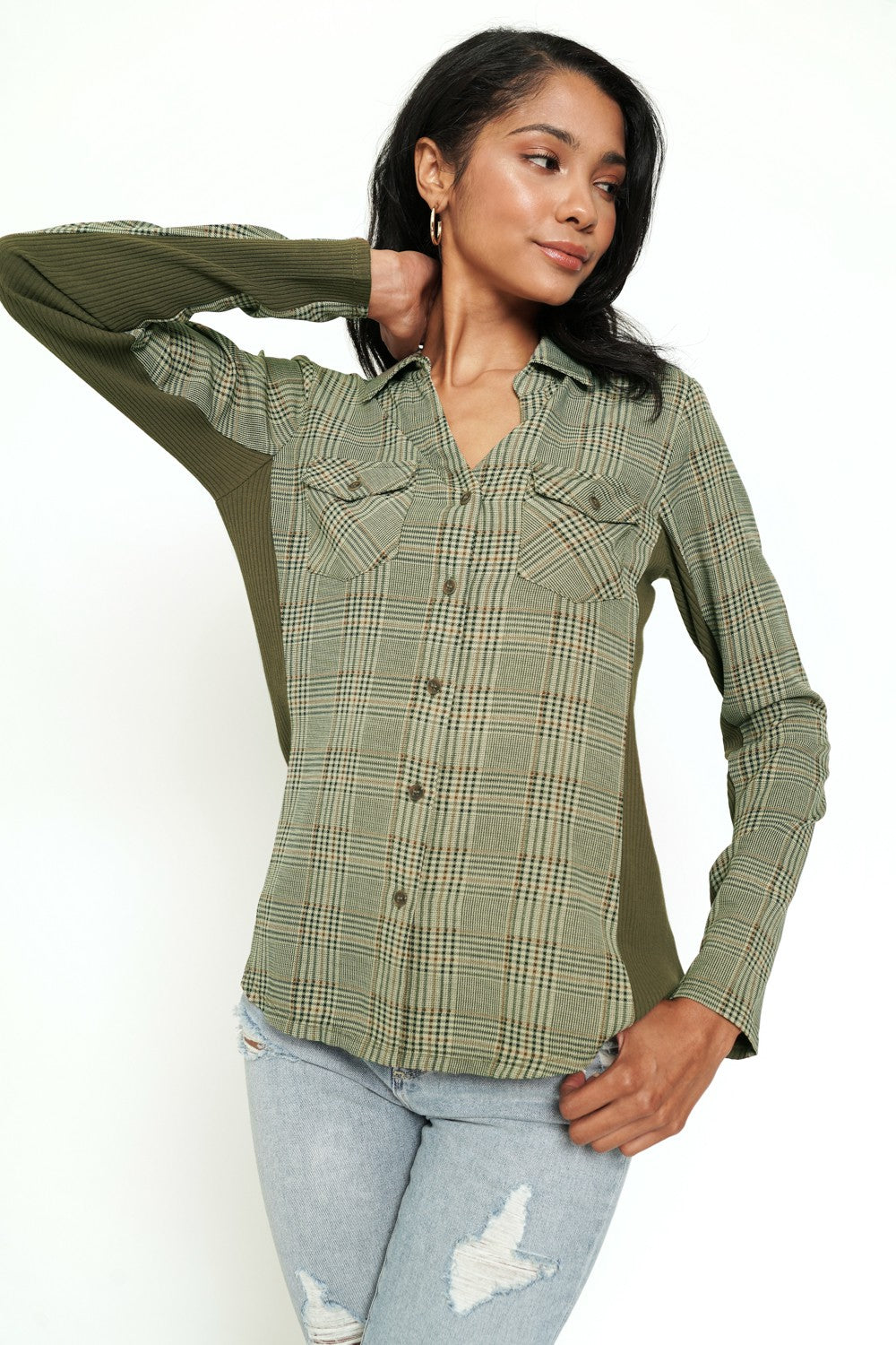 DOORBUSTER: Plaid Mix Slim Fit Shirt