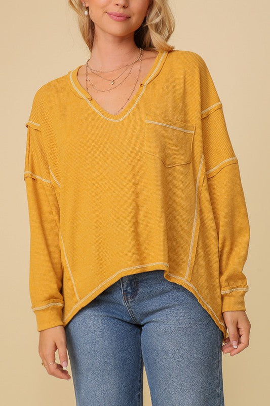 DOORBUSTER: Thermal High Low V-neck Oversized Top