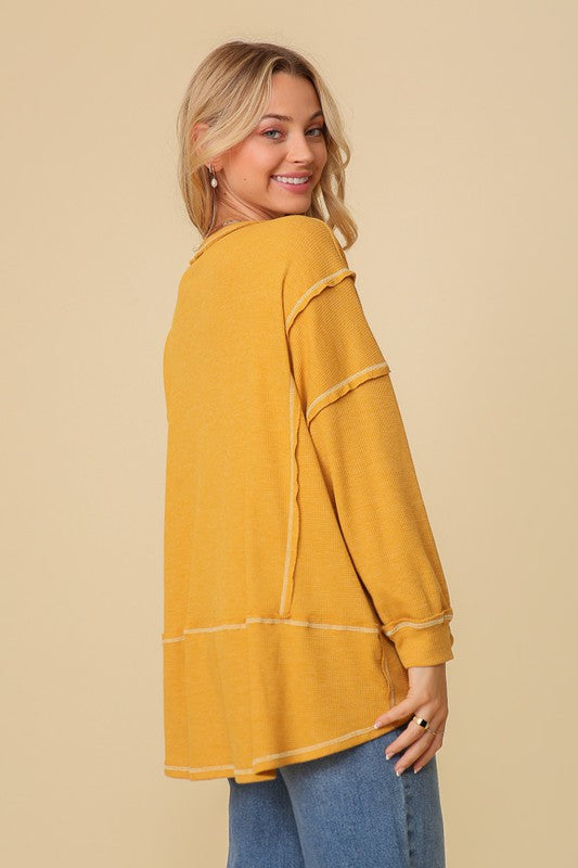 DOORBUSTER: Thermal High Low V-neck Oversized Top