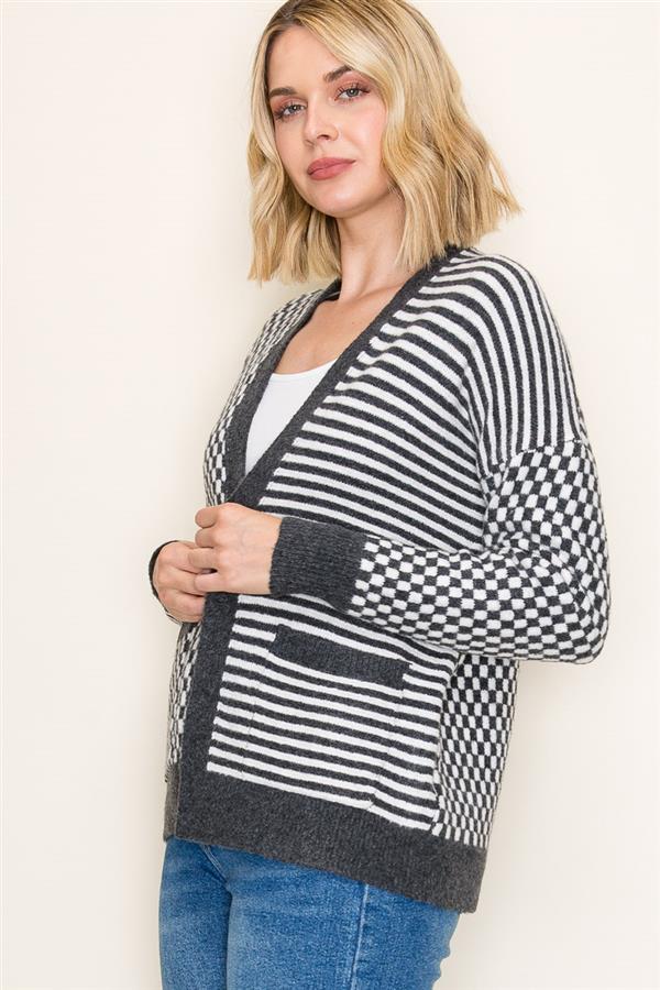 Aleaha Mix Pattern Cardigan