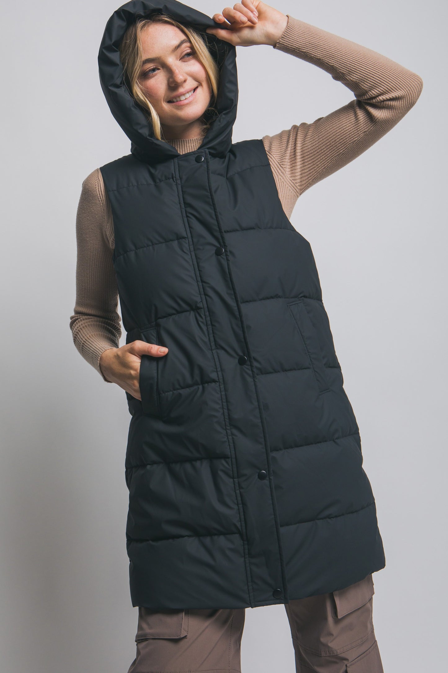 Dora Hooded Long Puffer Vest- 2 Colors!