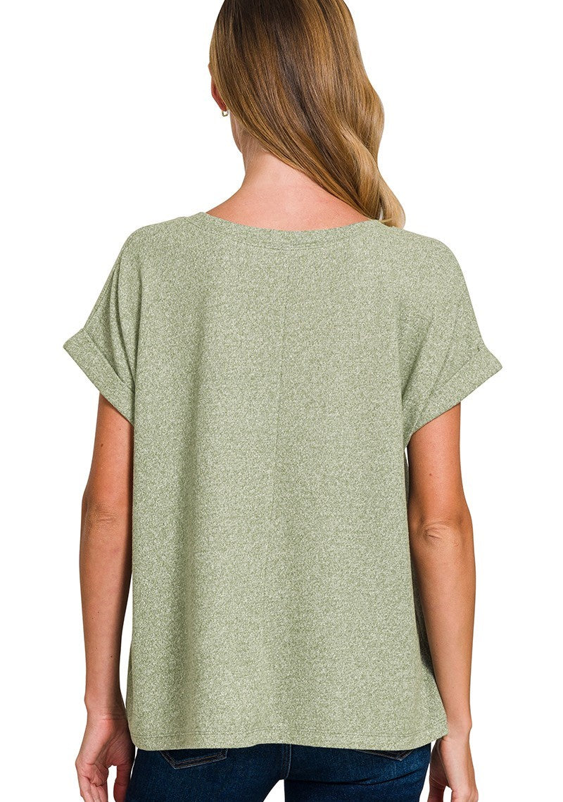 Easy To Style Hacci V-Neck Tee- 3 Colors!