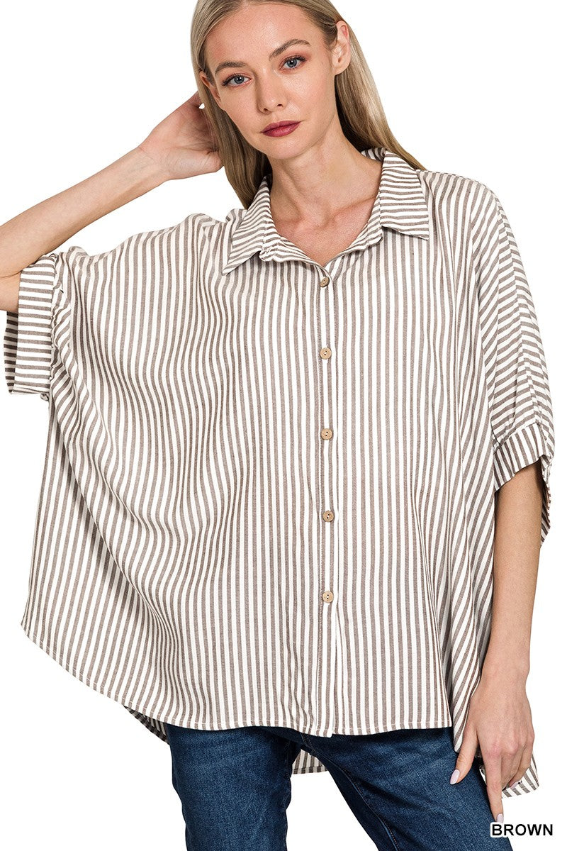 Daybreak Striped Short Sleeve Button Up- 3 Colors!