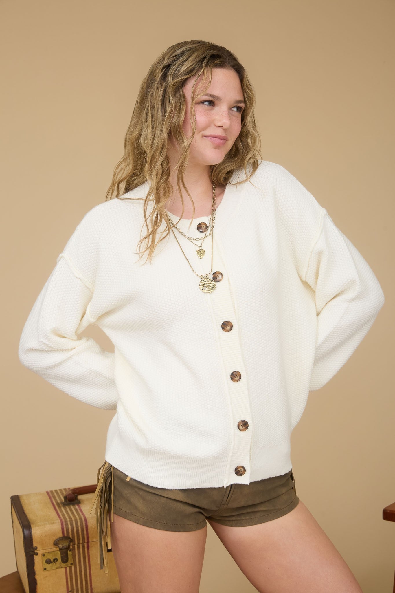 Margie Exposed Hem Button Down Cardigan- 2 COLORS!